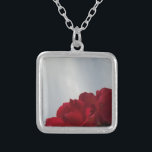 Röd ros mot ett Bright Blå himmel Silverpläterat Halsband<br><div class="desc">Röd ros Mot ett foto av Sandy Closs från Bright Blå himmel,  taget i Sjö Arrowhad. "röd ros""röd ros""rosa ros""rosa ros""bröllop""kärlek-gåva""rödblommor""rödblommor""rödblommor""rödblå blommigt" rödblå ro rosor "gåvor med rosor"</div>