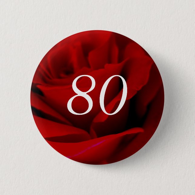 Röd ros nålknapp för 80-årsdag knapp (Framsida)