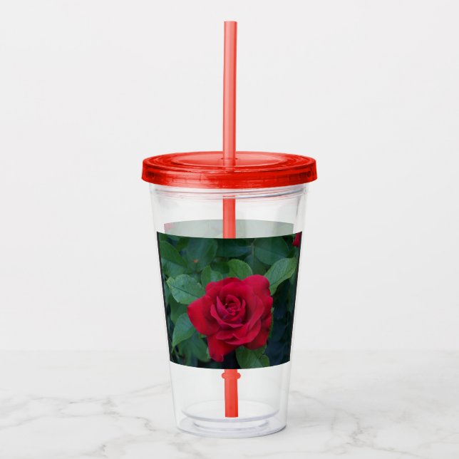 Röd Ros Nära Framför Take Away Mugg (Framsida)