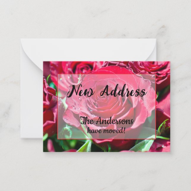 Röd ros Nya adress meddelande (Framsida)