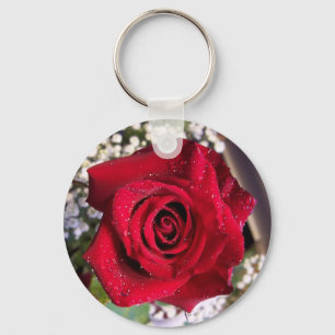 röd ros nyckelring