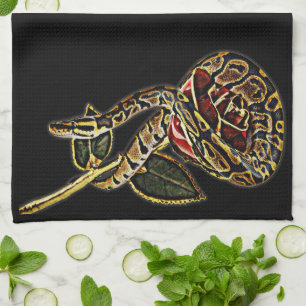 Röd ros och Boll Python Snake Kökshandduk
