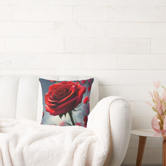 Röd ros och Buds, Cushion Kudde (Soffa)