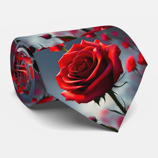 Röd ros och Buds, Neck Tie Slips (Rullad)