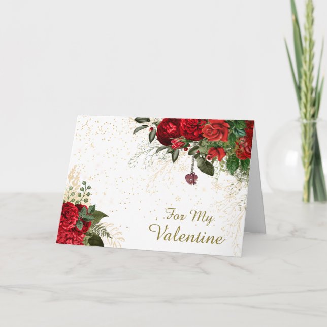 Röd ros och Confetti Romantic Valentine Card Helgkort (Framsida)