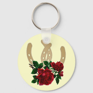 Röd ros och den guld- hästen skor keychain nyckelring