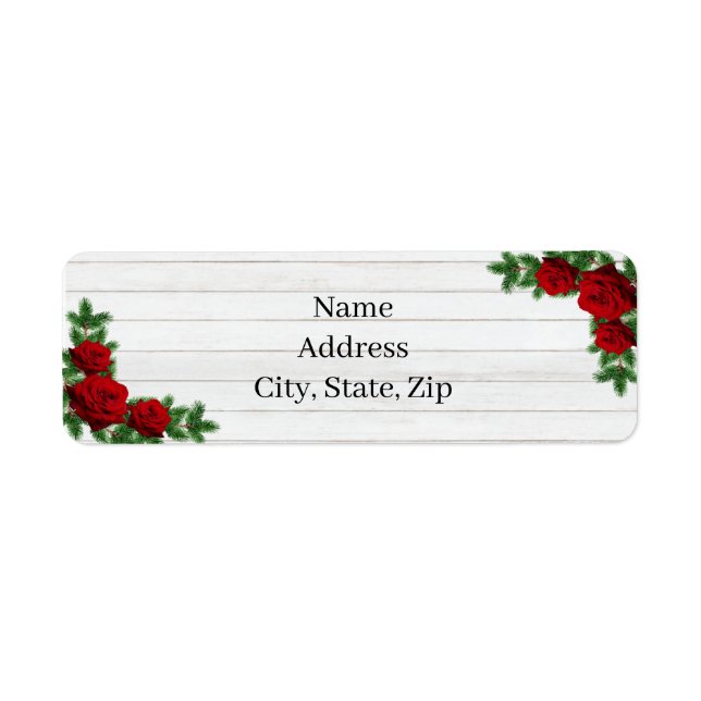 Röd ros och Gräs Gren, jul Bröllop Returadress Etikett (Framsidan)