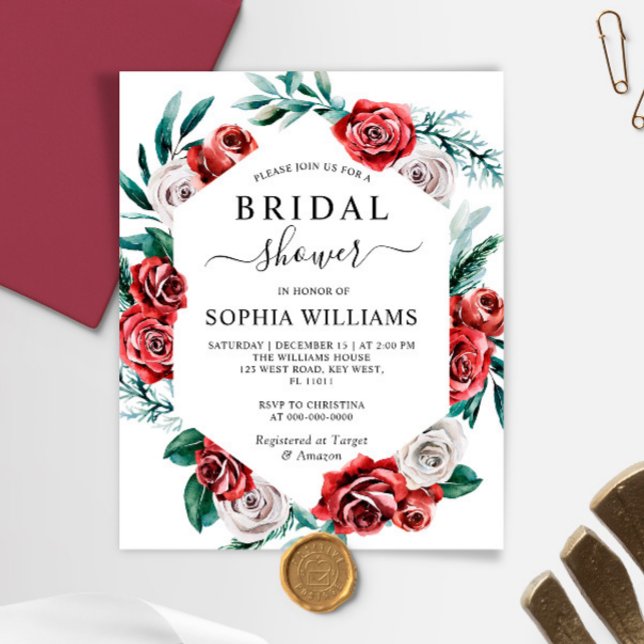 Röd ros och Grönt Inbjudningskort för möhippan (Skapare uppladdad)