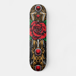 Röd ros och gummi mini skateboard bräda 18,5 cm