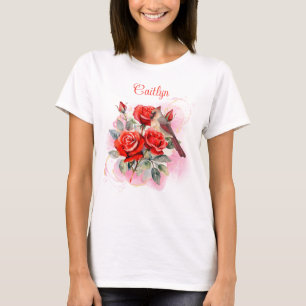 Röd ros och kardinal Personlig T Shirt