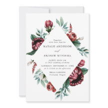 Röd ros och Lila Blommigt Ram Bröllop