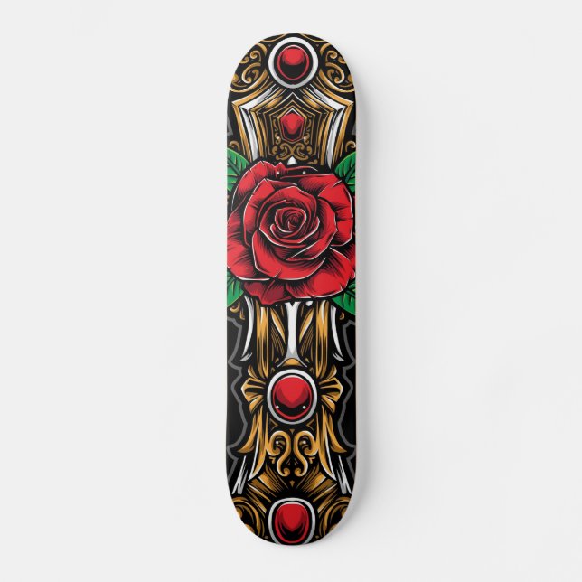 Röd ros och Rubys Mini Skateboard Bräda 18,5 Cm (Framsida)