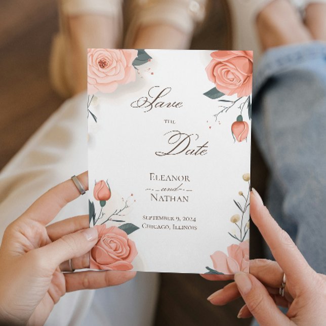 Röd ros och sommar Vår Spara datum Inbjudningar (Skapare uppladdad)