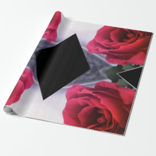 Röd ros och svarta diamanter Geometric Mönster Presentpapper