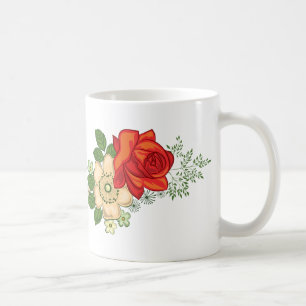 Röd ros och tusenskönor kaffemugg