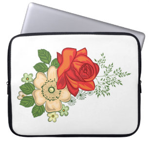 Röd ros och tusenskönor laptop sleeve