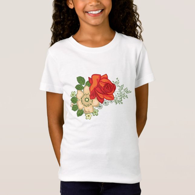 Röd Ros och Tusenskönor T-Shirt (Framsida)