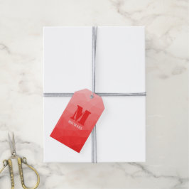 Röd ros ombre geometrisk mesh mönster Monogram Presentetikett