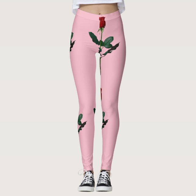 RÖD ROS ON ROSA LEGGINGS (Framsida)