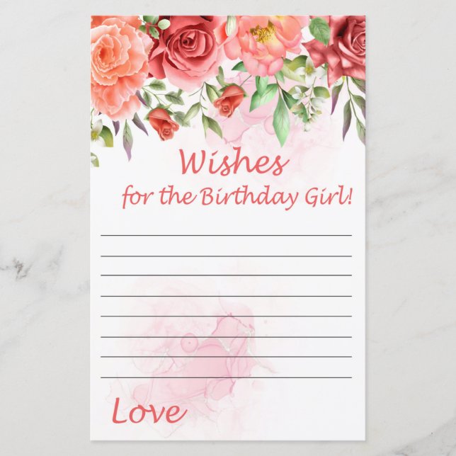 Röd ros Önskemål för födelsedagsflickan (Framsida)