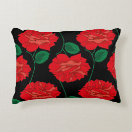 Röd ros på Black Prydnadskudde