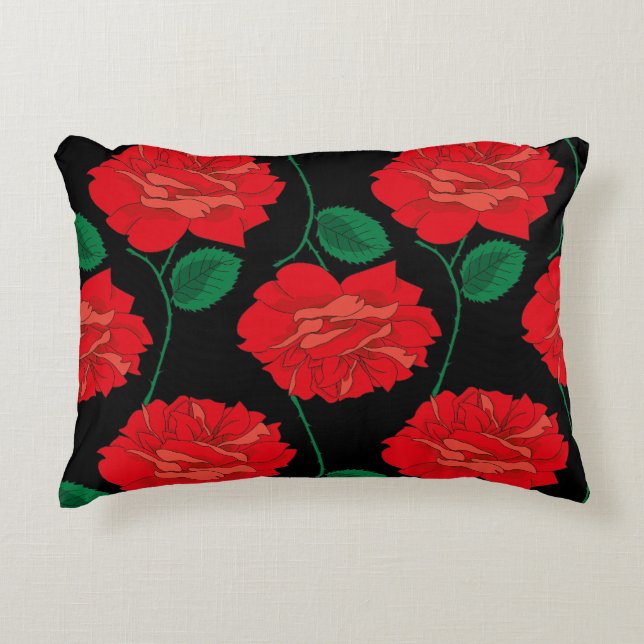 Röd ros på Black Prydnadskudde (Framsidan)