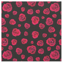 röd ros på Black  Tyg
