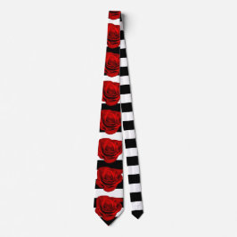 Röd ros på Personligen Black & White Rand Tie Slips