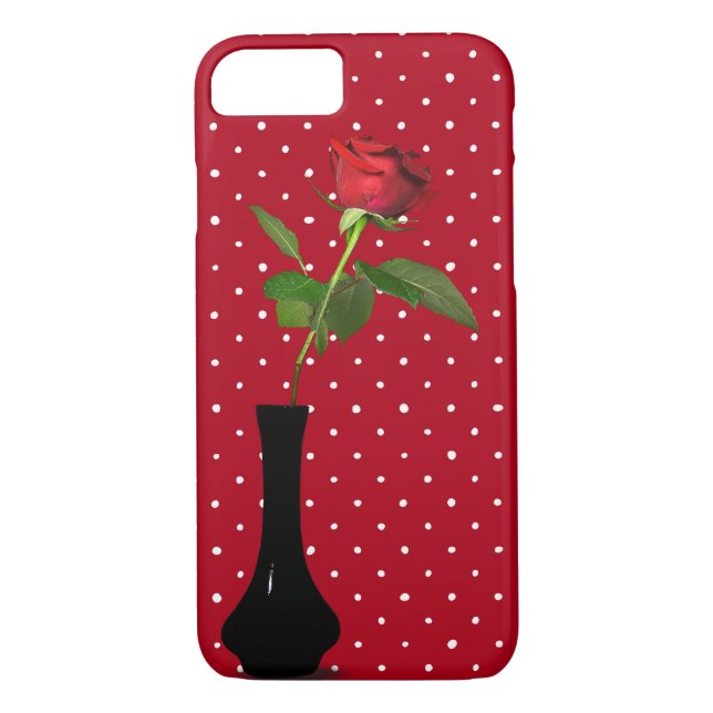 röd ros på polka dots Case-Mate iPhone skal (Baksida)