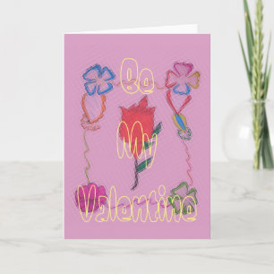 Röd ros på Rosa: Blommigt Gräns Art-utskrift/grafi Tack Kort