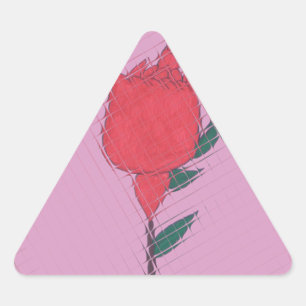 Röd ros på Rosa: Blommigt Gräns Art-utskrift/grafi Triangelformat Klistermärke