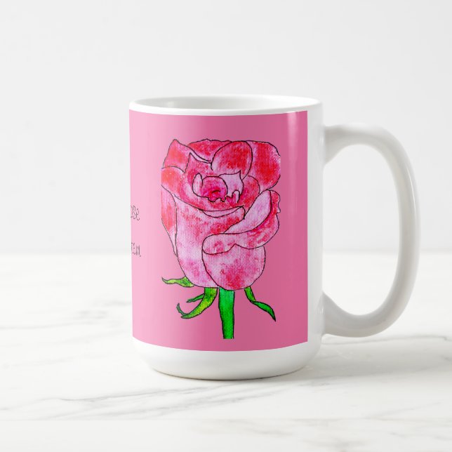 Röd ros på stjälk kaffemugg (Höger)