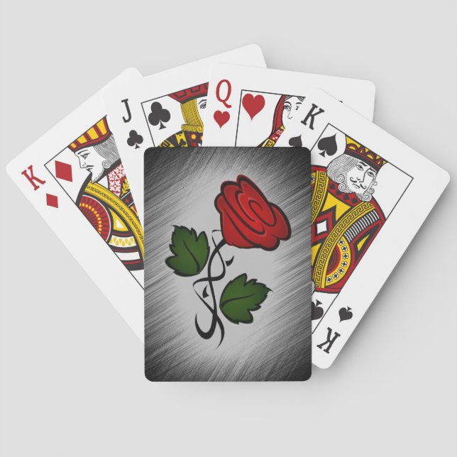 Röd ros på svart casinokort (Baksidan)