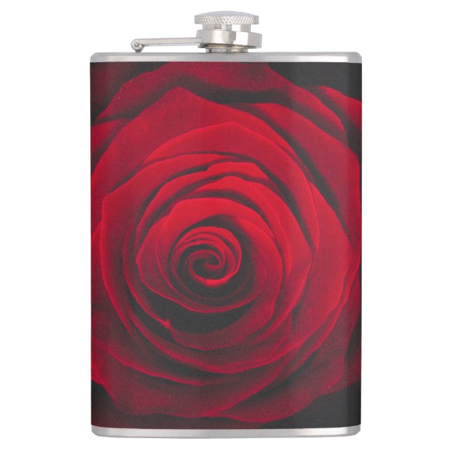 Röd ros på vintage av svart bakgrund fickplunta (Framsidan)