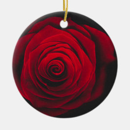 Röd ros på vintage av svart bakgrund julgransprydnad keramik
