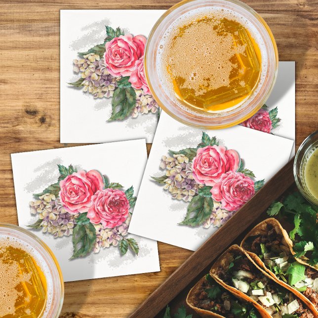 Röd ros Papper Cocktail Napkin Pappersservett (Skapare uppladdad)