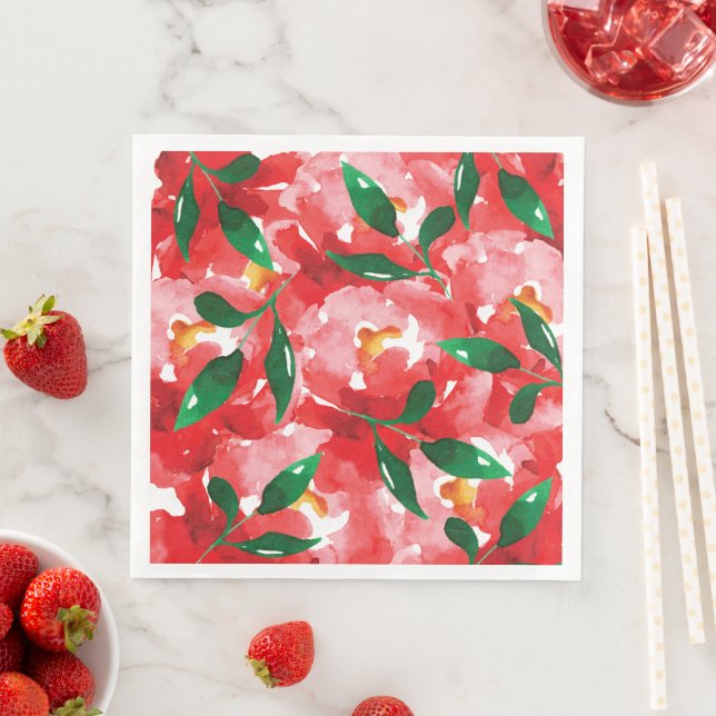 Röd ros Pappra middagslöjor Pappersservett (Insitu)