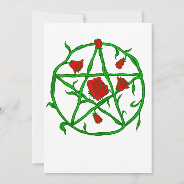 röd ros pentagram gothjkan inbjudningar (Framsida)