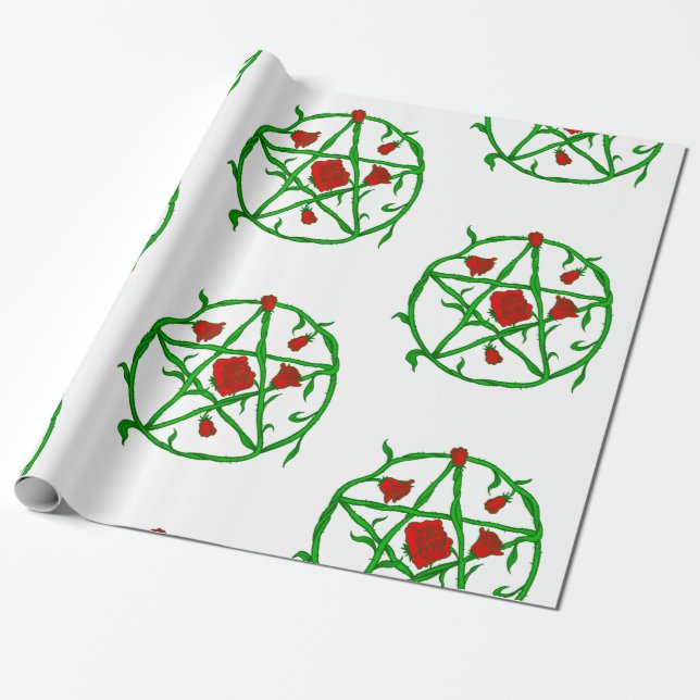 röd ros pentagram gothjkan presentpapper (Utrullad)