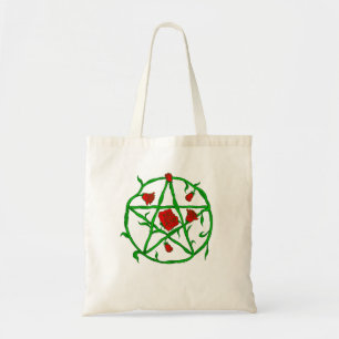 röd ros pentagram gothjkan tygkasse
