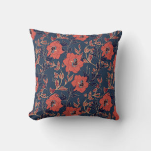 Röd ros Peonies Mörk Bakgrund Kudde