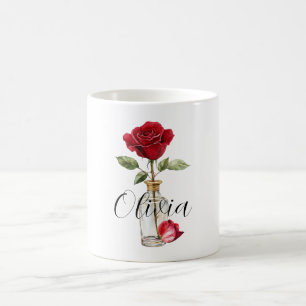Röd ros & Petal Kaffemugg