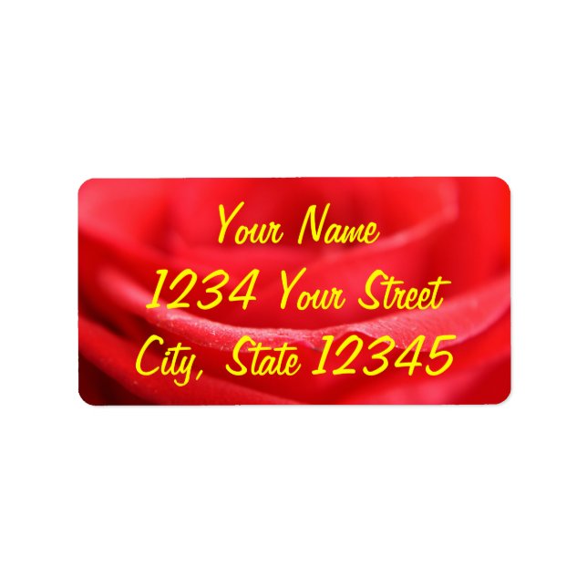 Röd ros Petals Adressetikett (Framsidan)