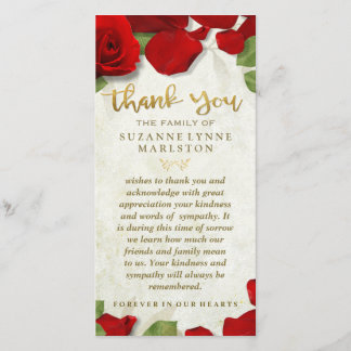 Röd ros Petals Golden Tack Sympathy Family Kort