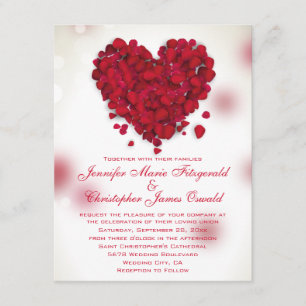 Röd ros Petals Kärlek Heart Bröllop Inbjudningar