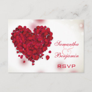 Röd ros Petals Kärlek Heart Bröllop OSA Kort
