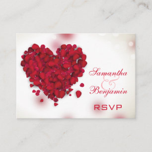 Röd ros Petals Kärlek Heart Bröllop OSA Tilläggskort