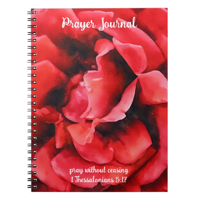 Röd ros Petals Prayer Journal Anteckningsbok (Framsidan)