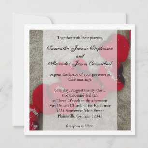 Röd ros Petals, Sand Beach Wedding Inbjudningar