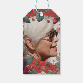 Röd ros PHOTO Memorial Keepsak Sentimental Presentetikett